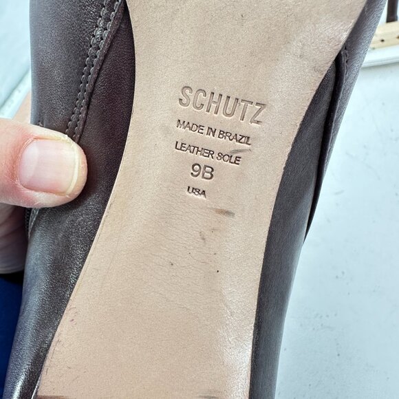 Schutz Women Size 9B Dark Brown Leather Side Zip Pointed Toe Ankle Heel Boot - Picture 10 of 11